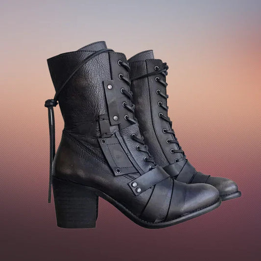 Emma - wild retro motorcycle boots with thick sole