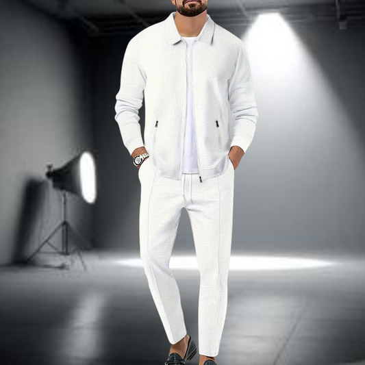 Classic sporty 2-piece training set with long-sleeved jacket and jogging bottoms