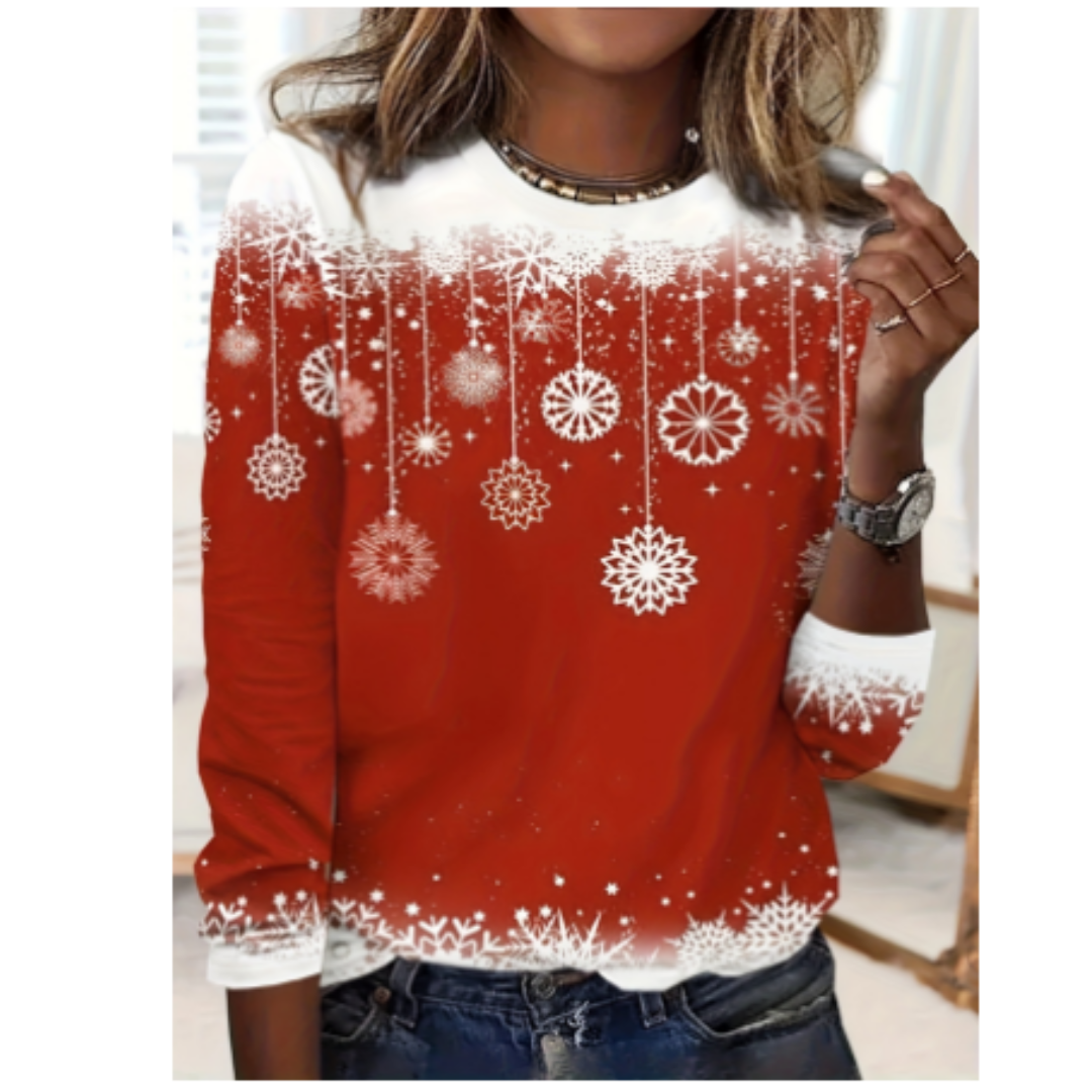 Women's long sleeve sweater with Christmas print