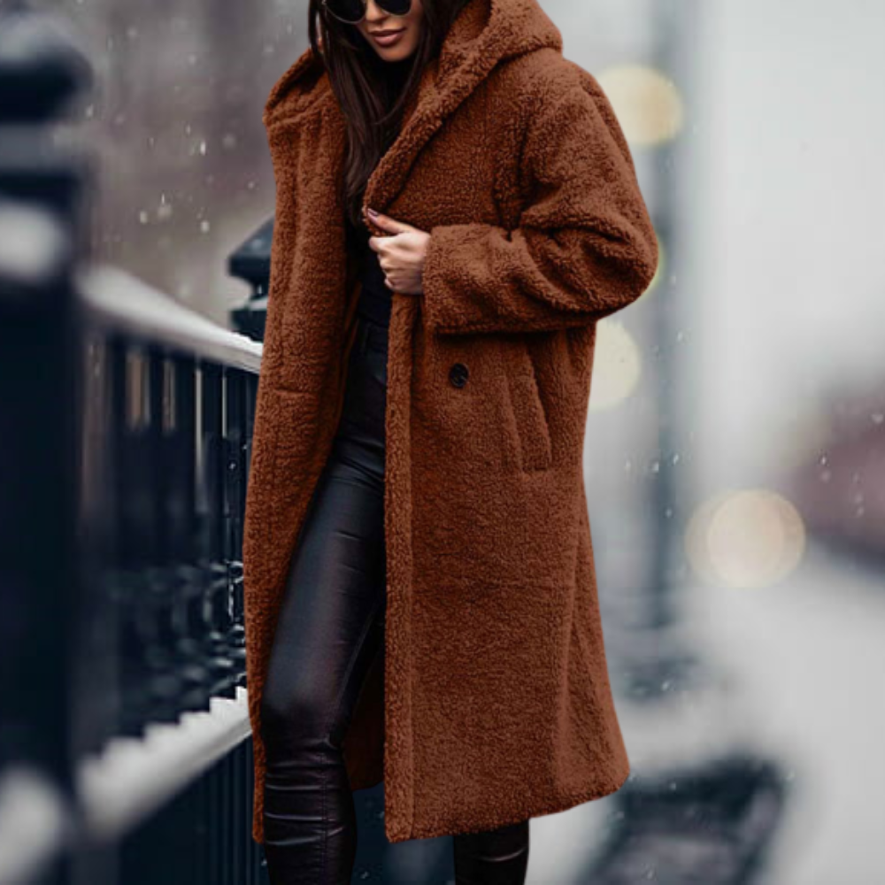 Cozy and elegant faux fur hooded jacket - Irma