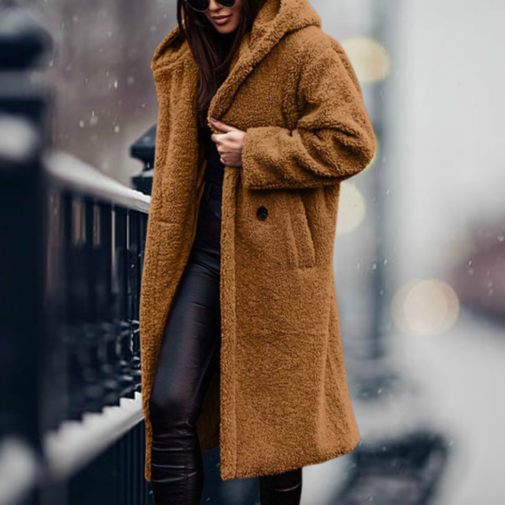 Cozy and elegant faux fur hooded jacket - Irma