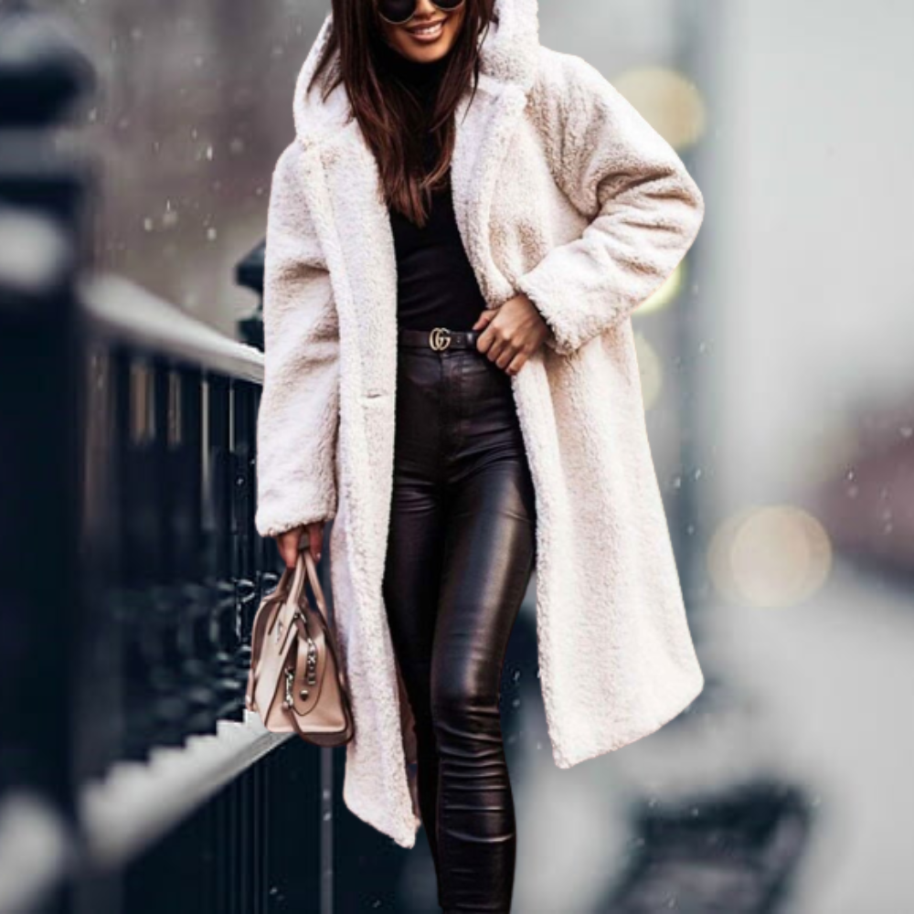 Cozy and elegant faux fur hooded jacket - Irma