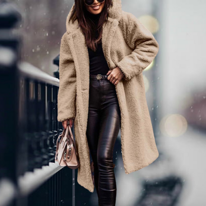 Cozy and elegant faux fur hooded jacket - Irma