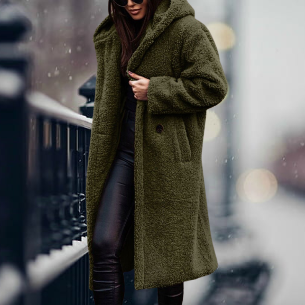 Cozy and elegant faux fur hooded jacket - Irma