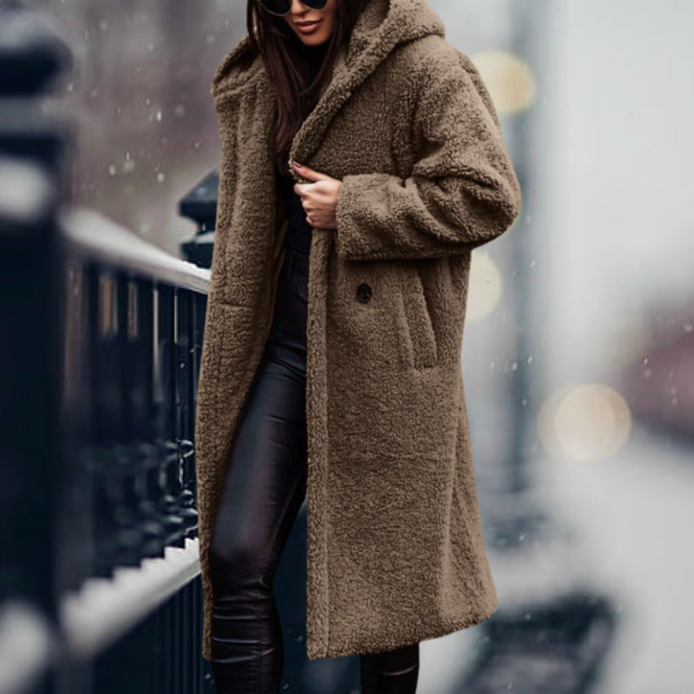 Cozy and elegant faux fur hooded jacket - Irma