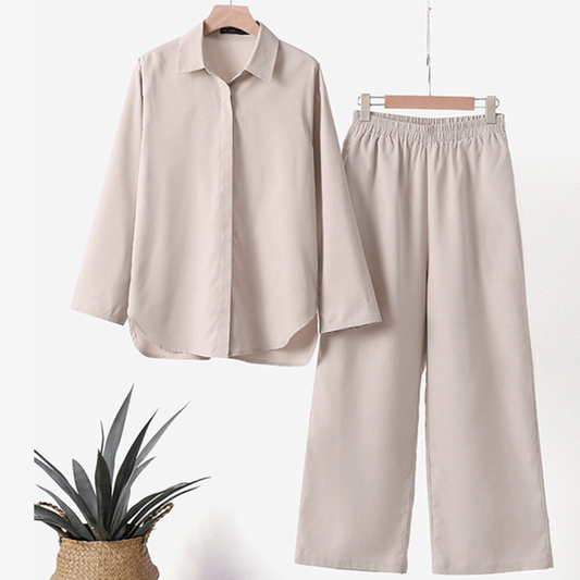 Cotton and linen shirt and trousers - Felicia