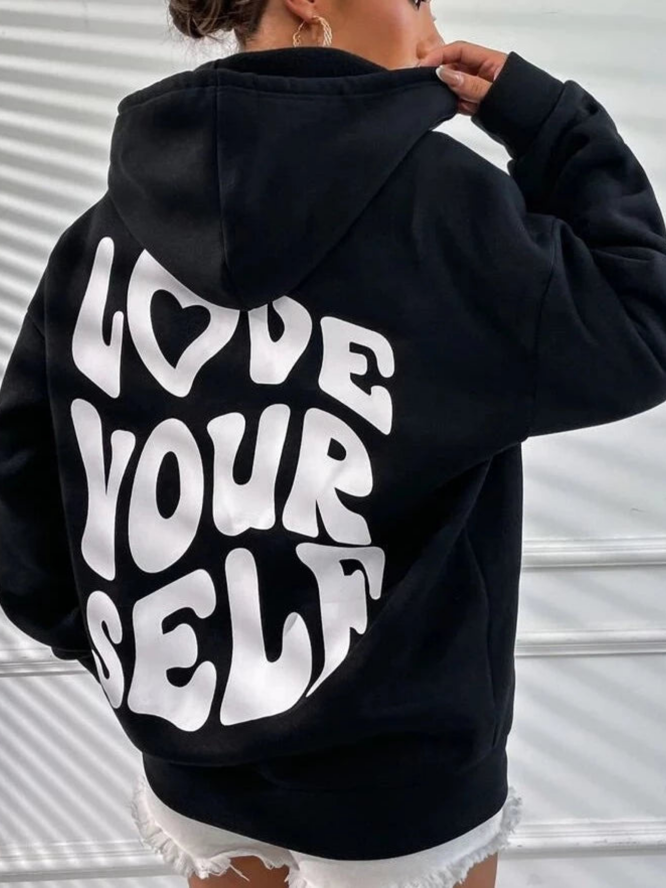 Jess | Casual oversized hoodie with Love Yourself back print - ideal for fall/winter