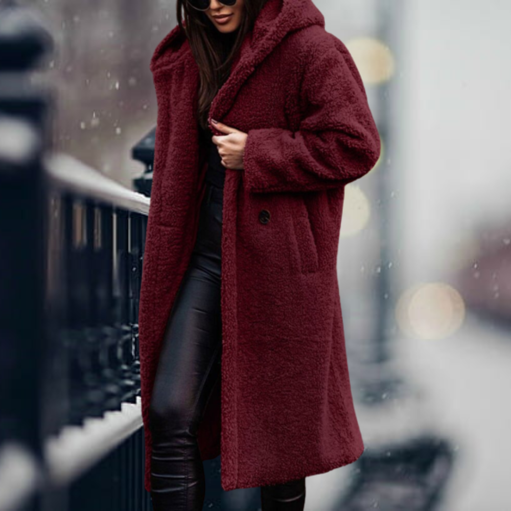 Cozy and elegant faux fur hooded jacket - Irma