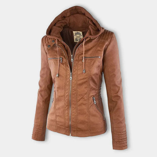 WOLFF - women's leather jacket with hood