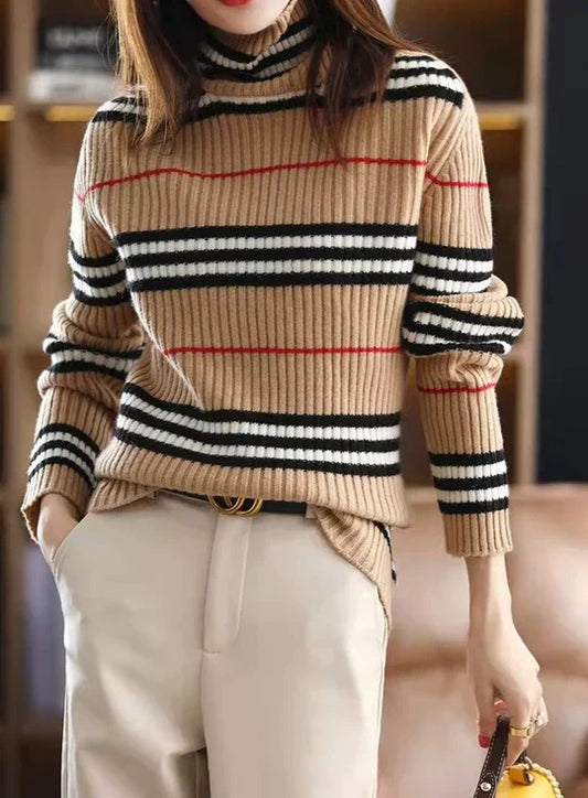 Suhana - Trendy Stripe Turtleneck Sweater for Women