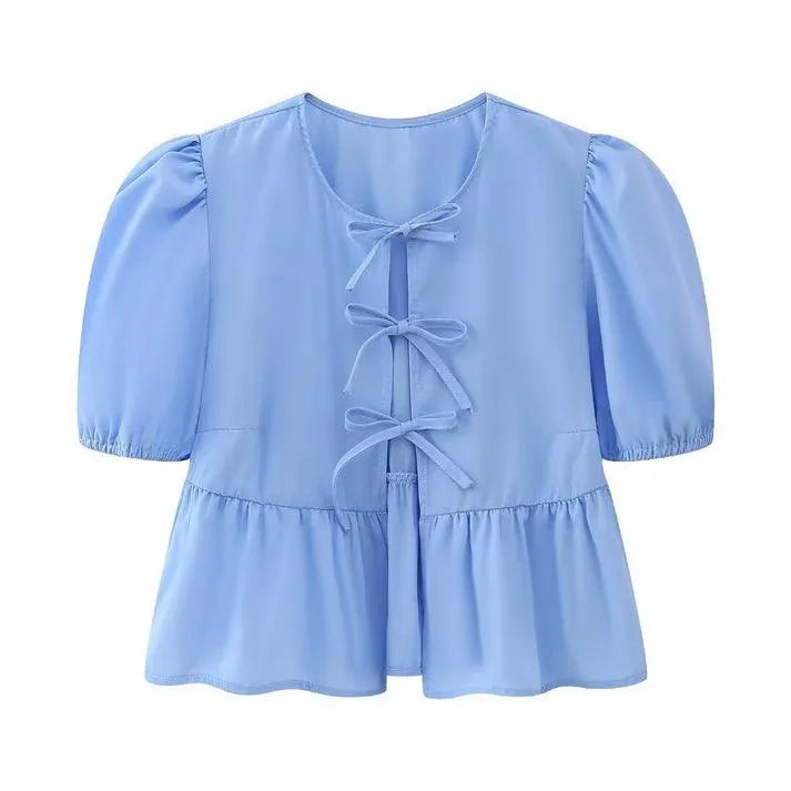 Summer Blouse Top - Airy & Elegant - Delicate Button Closure, Breathable Cotton - Perfect for Warm Days