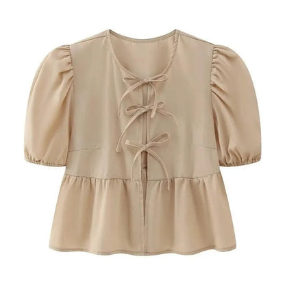 Summer Blouse Top - Airy & Elegant - Delicate Button Closure, Breathable Cotton - Perfect for Warm Days