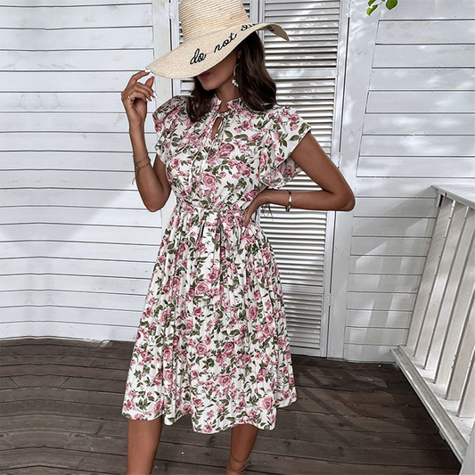 Bright summer dress with floral print