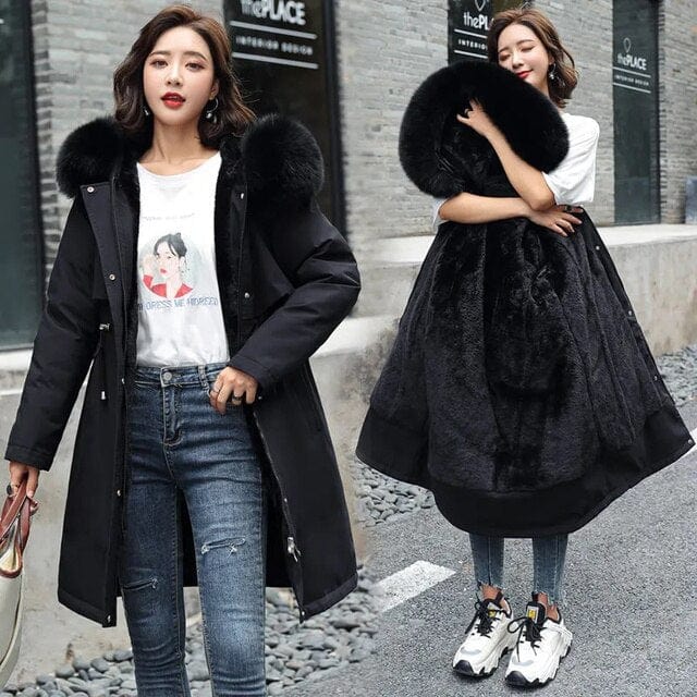 Long coat with hood for women