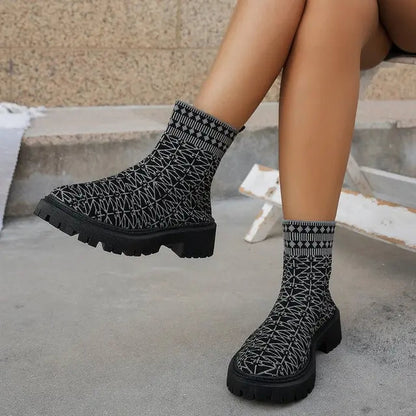 Quennell Boots | Cozy Knit Ankle Boots with Chunky Sole