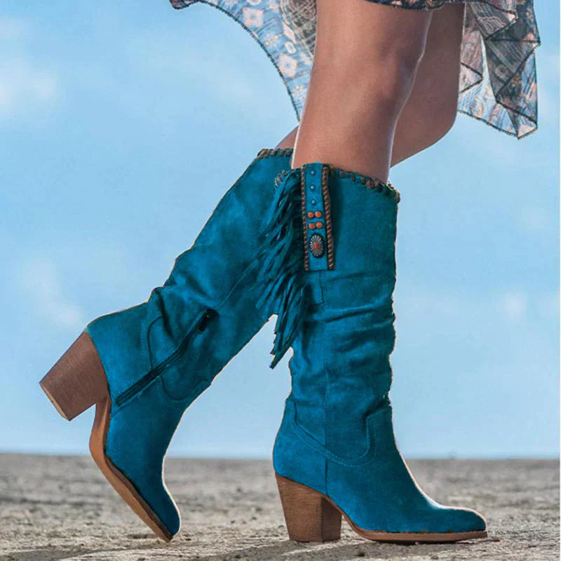 Western-inspired long boots for women - Delina