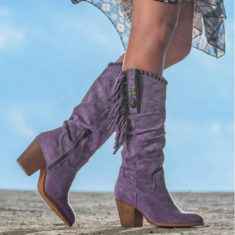 Western-inspired long boots for women - Delina