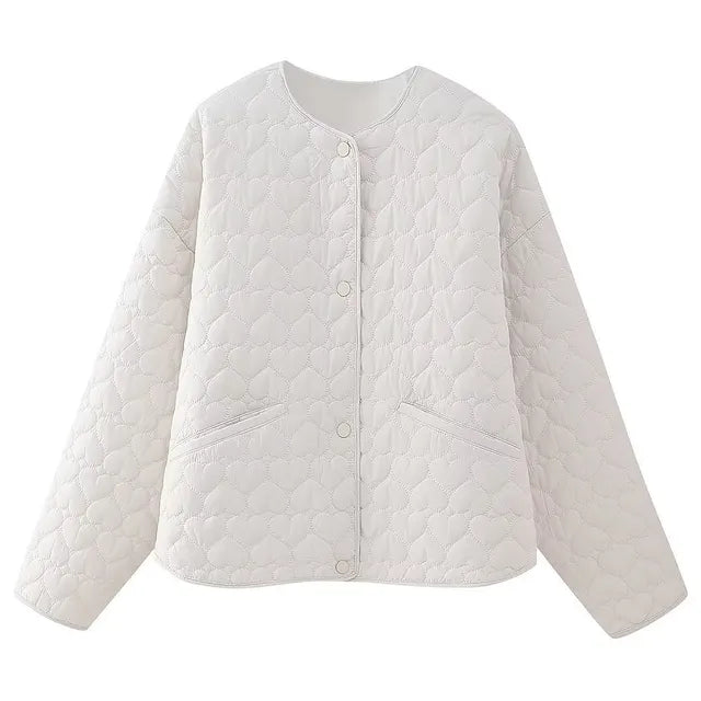 - Quilted jacket with heart pattern