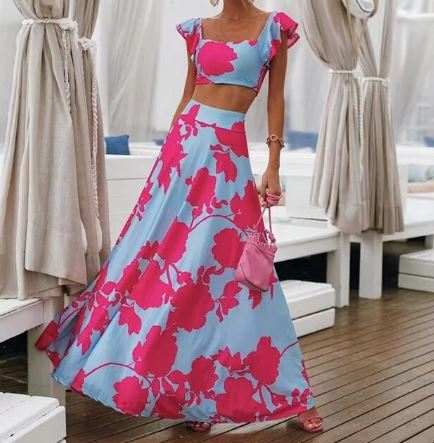 Kiara - Sexy two-piece summer dress with boho print