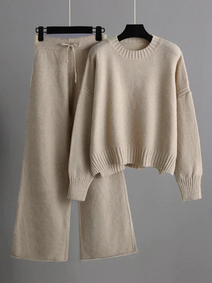 Elena - Winter Knit Duo: Sweater and Loose Pants for Women