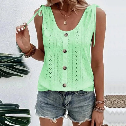 Stylish Ladies Top with Buttons and Cutouts