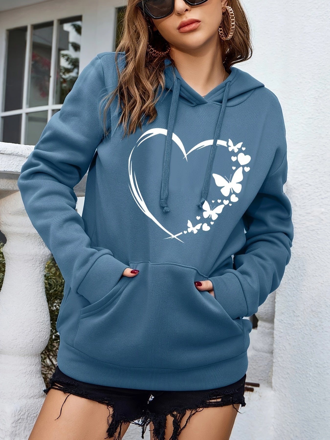 Jess | Sweat pullover hoodie with print and hood for women