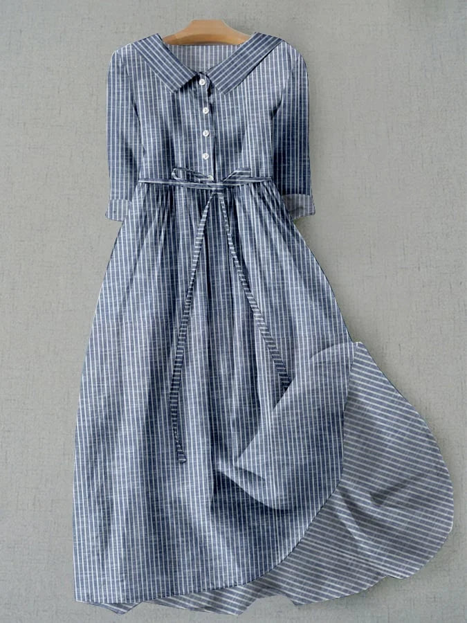 Striped and Lace Vintage Dress: A Timeless Charmer