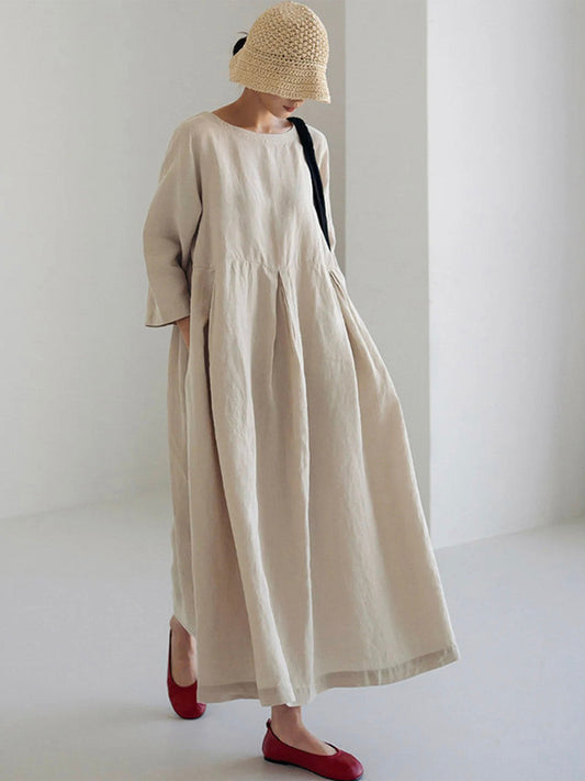 Liora | Loose-fitting linen dress with side pockets