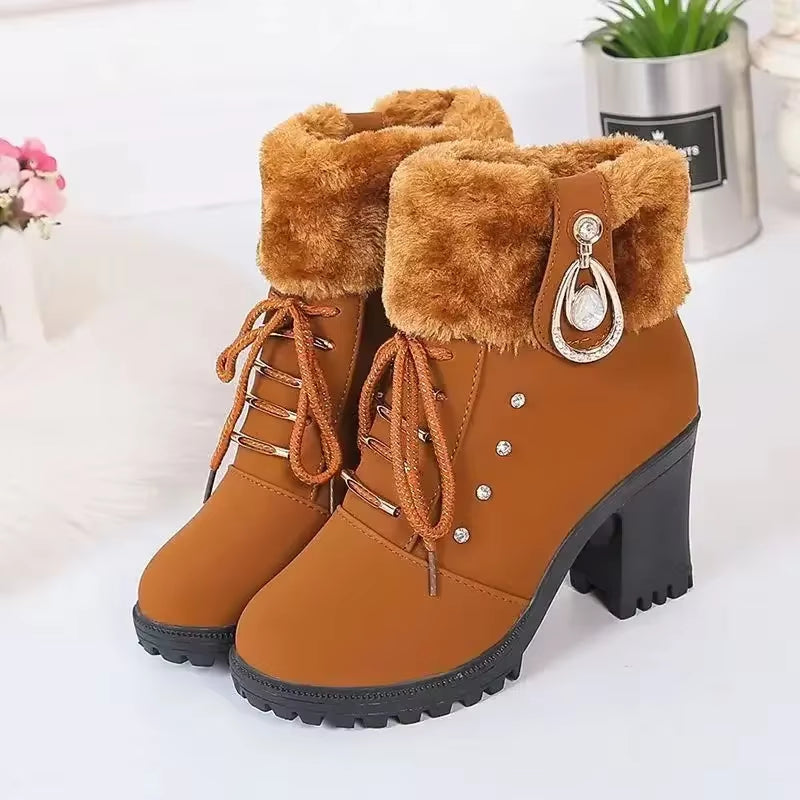 Elegant women's winter boots with heel