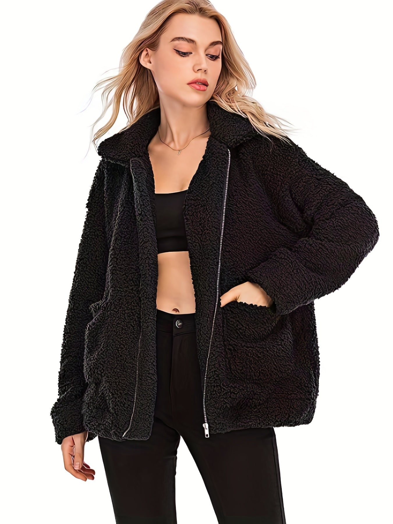 Yessenia - stylish zip-up teddy coat