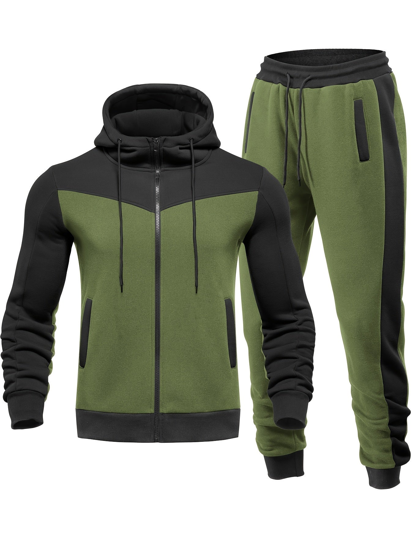 Casual Solid Color Tracksuit With Collar Jacket And Pants For Men | Perfect For Casual Days