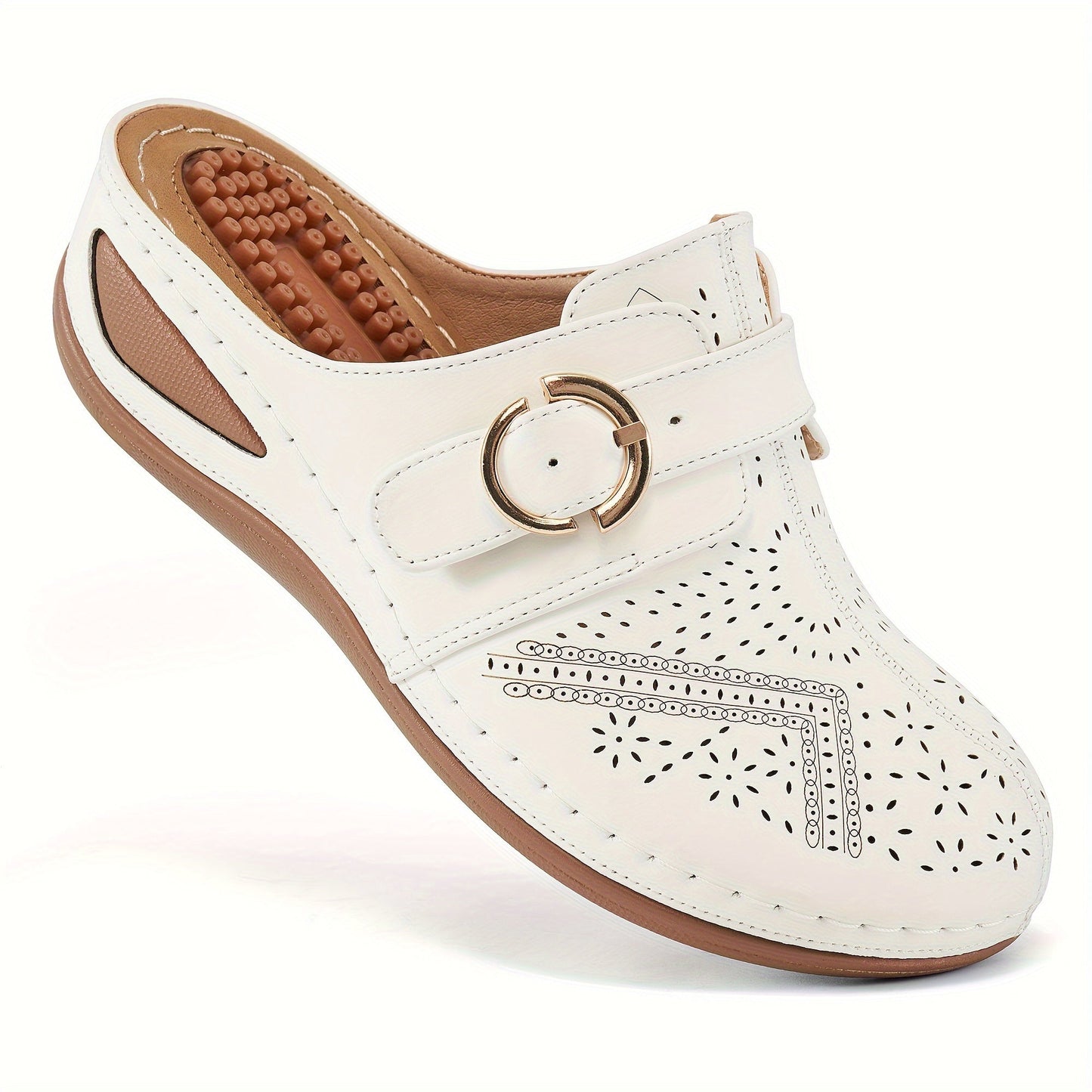 Annabel | Comfortable sporty sandals in solid color with closed toe and buckle straps