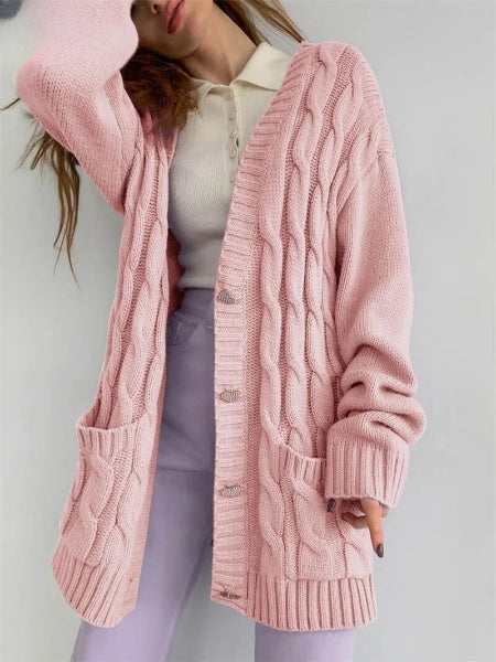 Women's oversized knitted cardigan - elegant and comfortable