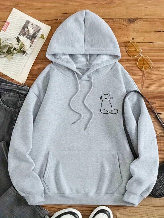 Jess | Sweatpullover hoodie with cat print for women Perfect for everyday wear