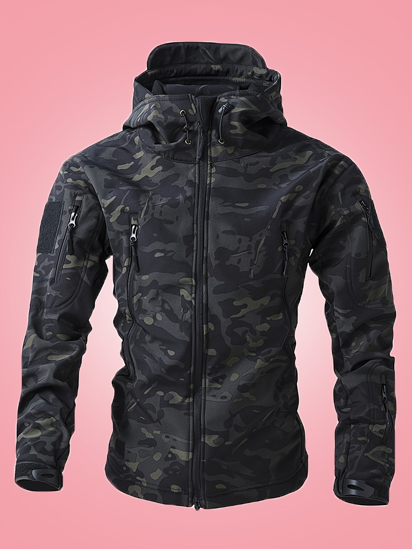 Warm military camouflage windbreaker outdoor jacket with zipper pockets for men | Perfect for outdoor activities