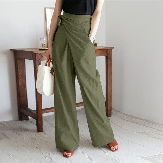 Elaine - Elegant wrap pants with high waist.