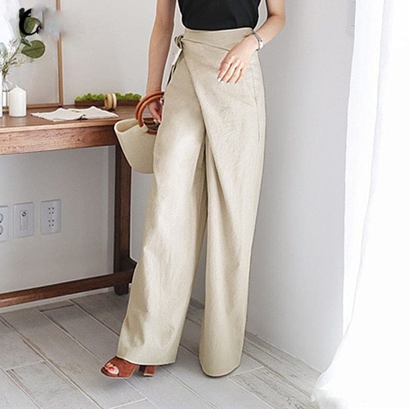 Elaine - Elegant wrap pants with high waist.