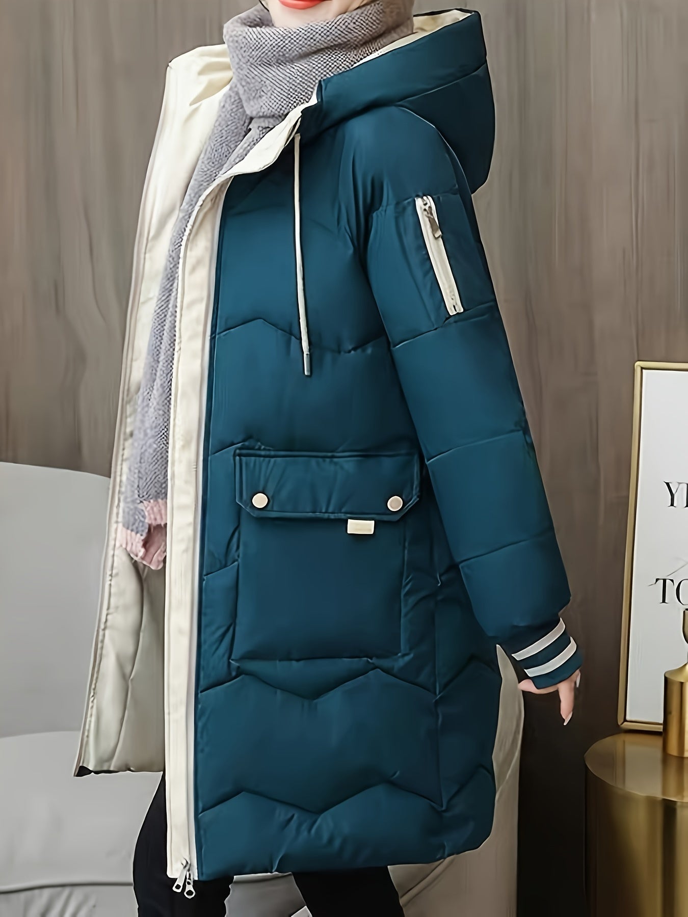 Casual thick winter jacket with pockets and hood for women | Ideal for fall/winter