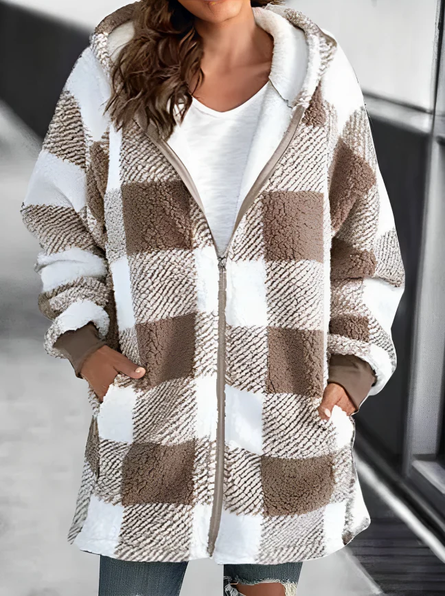 Jess | Oversized Hoodie Check Loose Jacket