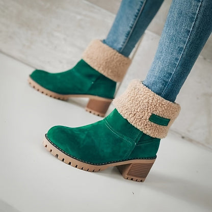 Lotte | Plush lined ankle boots with chunky heel in solid color