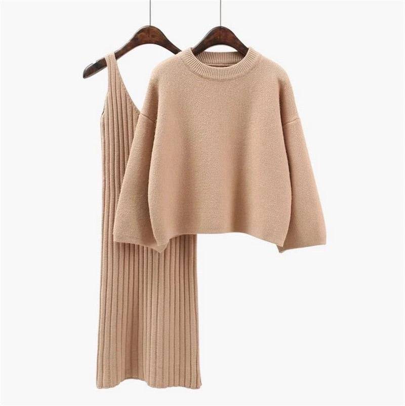 Zayda Set | Women's Ribbed Dress and Sweater Set