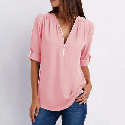 1+1 FREE | Casual Zip Blouse | Frieda Blouse