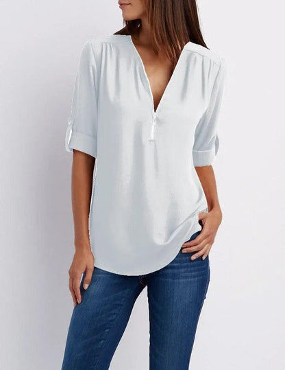 1+1 FREE | Casual Zip Blouse | Frieda Blouse