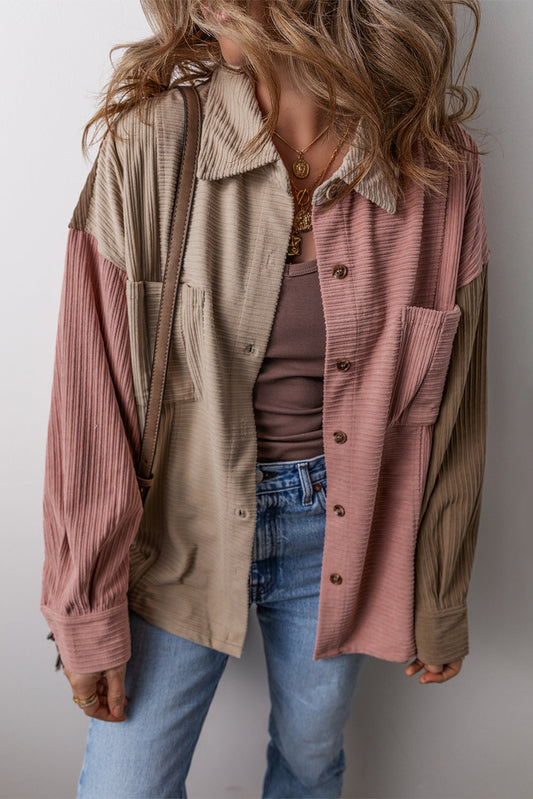 Xavienne Shacket | Women's Colorblock Corduroy Shacket