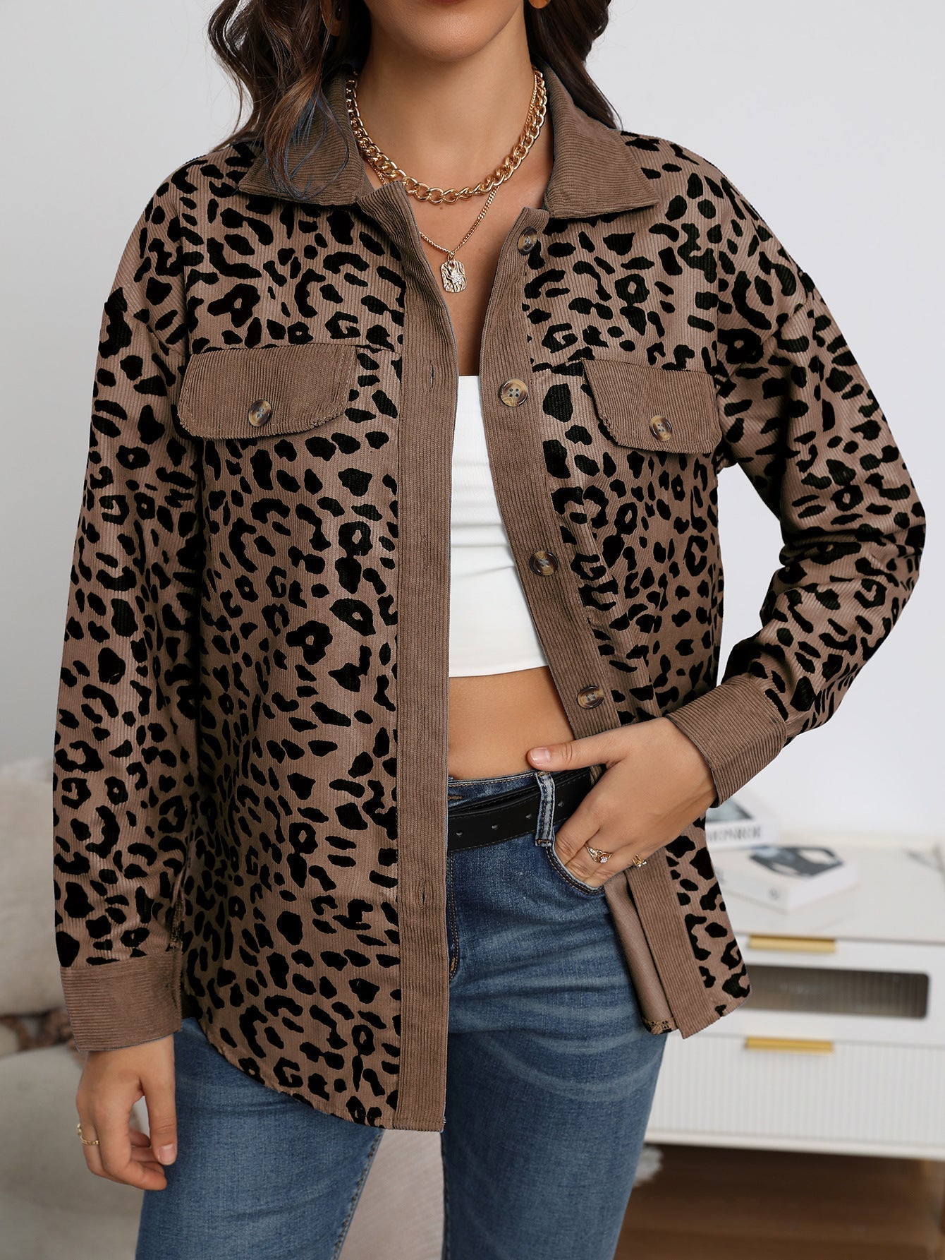 Emmy | Ladies chic jacket with leopard print