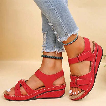 Harper - summer retro wedge strap sandals for women