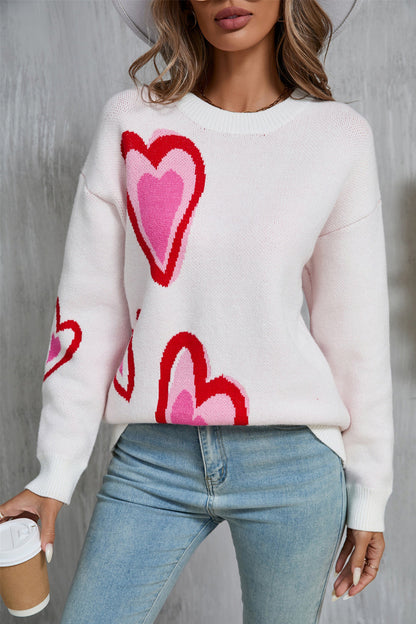 Zemira Sweater | Casual heart print sweater