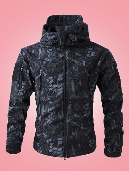 Warm military camouflage windbreaker outdoor jacket with zipper pockets for men | Perfect for outdoor activities