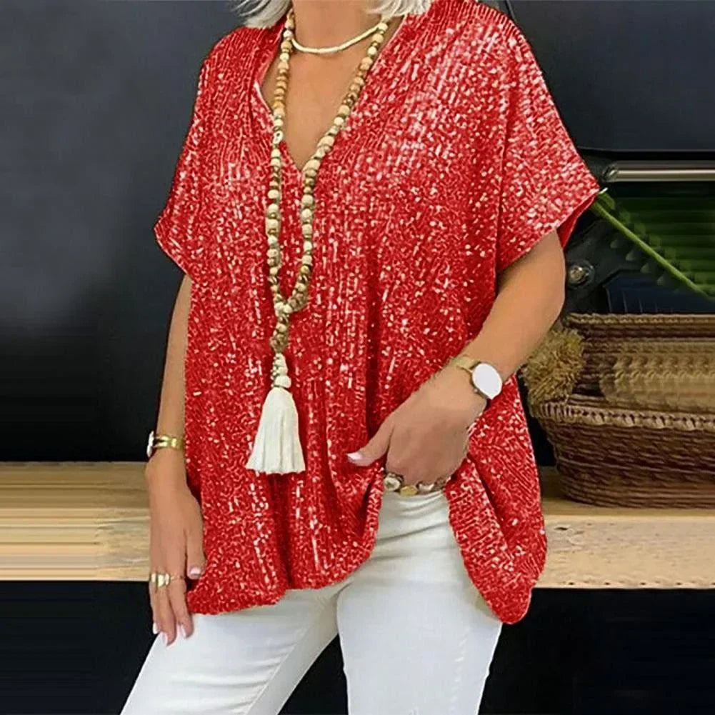 Wendy Bloes | V-neck Sequin Blouse