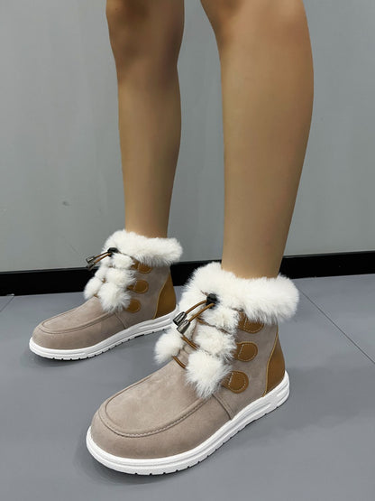 Suede Round Toe Boots with Plush Detail